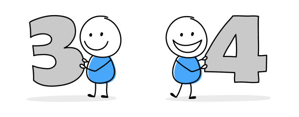 手绘的棍子手握着第三和第四个符号。为商业展示设计一套卡通图标。矢量图图片下载