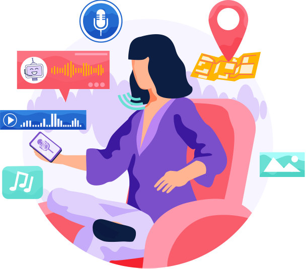 扬声器识别，投票控制智能扬声器。女性声控数字助理，身份识别图片下载