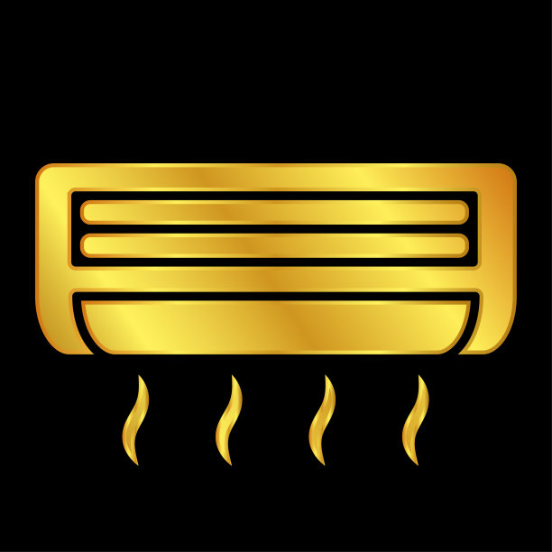 空调图标在金色矢量标志模板图片下载