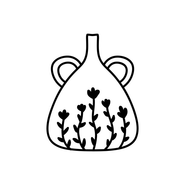 单手绘花瓶。矢量插图在涂鸦风格。隔离在白色背景上。图片下载