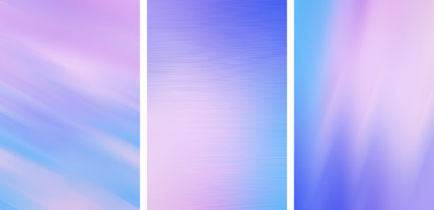 柔和的渐变背景-淡粉色变成蓝色，旗帜。3个垂直图像的集合，横幅。各种抽象模糊的图案图片下载