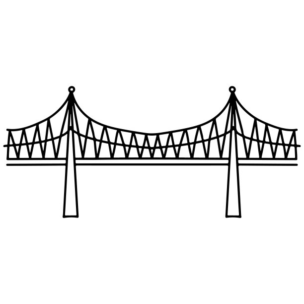桥在手绘涂鸦风格。城市桥梁建筑施工。矢量插图隔离在白色背景上。图片下载