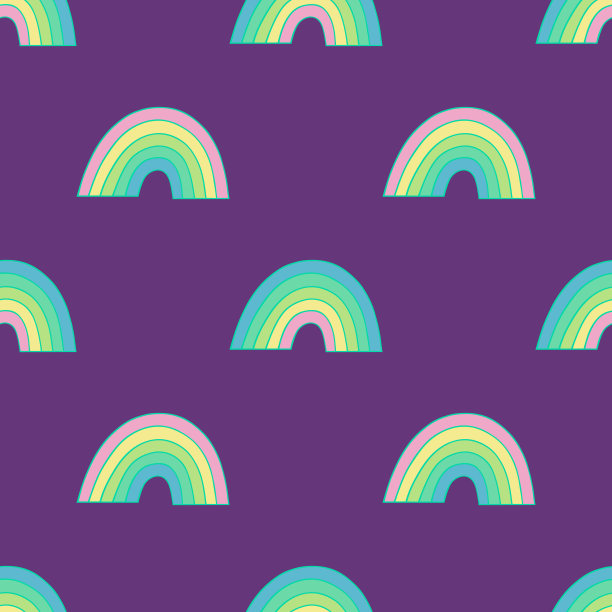 明亮的无缝插图与彩虹。儿童主题。图片下载