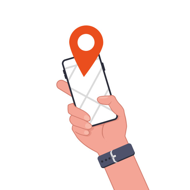 一只手拿着智能手机。智能手机上的GPS导航。跟踪位置。移动导航的概念。现代简单的平面设计的网页横幅，网站，信息图表。矢量插图10 eps。图片下载