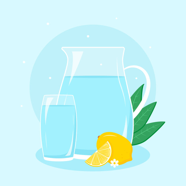 水平衡概念。一个罐子和一杯水。平面风格的矢量插图图片下载