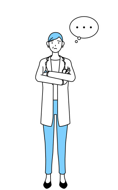 身穿白大褂、拿着听诊器的女医生，资深、中年老兵，双臂交叉，思考着。图片下载