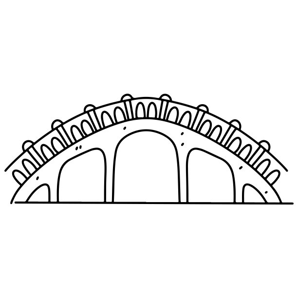 桥在手绘涂鸦风格。城市桥梁建筑施工。矢量插图隔离在白色背景上。图片下载