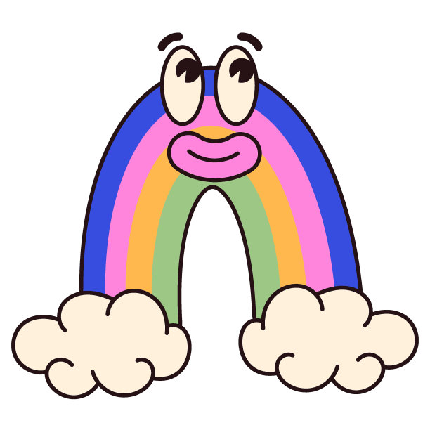 90年代风格的复古潮流彩虹贴纸。90年代的孩子。怀念90年代至2000年代的旧美学。Y2K。矢量图图片下载