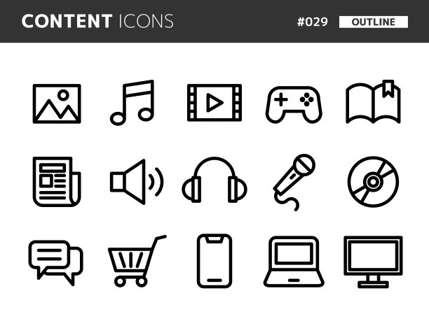 与content_029相关的线条样式图标集图片下载