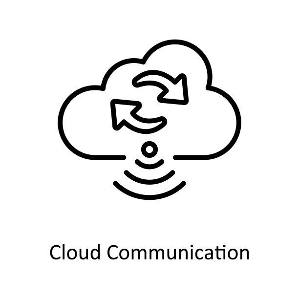 云通信矢量轮廓图标设计说明。通信符号在白色背景EPS 10文件图片下载