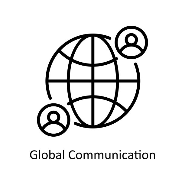 全局通信矢量轮廓图标设计说明。通信符号在白色背景EPS 10文件图片下载