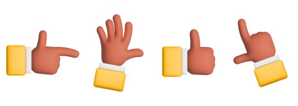 集三维矢量卡通渲染人的手手势符号设计图片下载