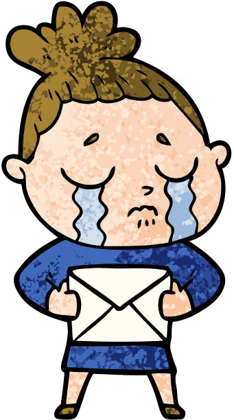 拿着信哭泣的卡通女人图片下载