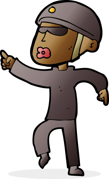 卡通男子在自行车头盔指向图片下载