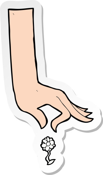 手摘花的卡通贴纸图片下载