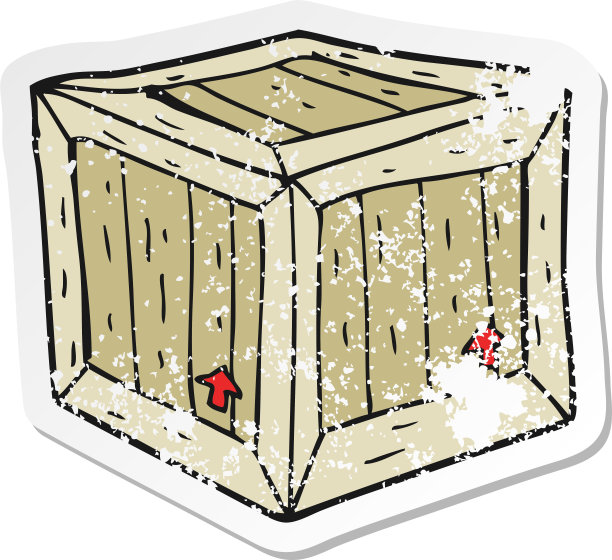 一个卡通盒子的复古心疼贴纸图片下载