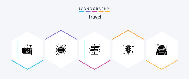 旅行25个符号图标包包括商场商场图片下载