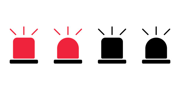 设置红色和黑色报警矢量图标。简单的警报器设计插图。图片下载