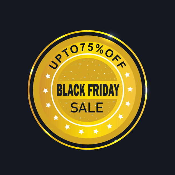 黑色星期五金色贴纸或徽章设计图片下载