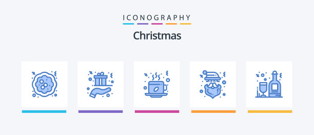圣诞蓝色5图标包包括圣诞老人帽图片下载