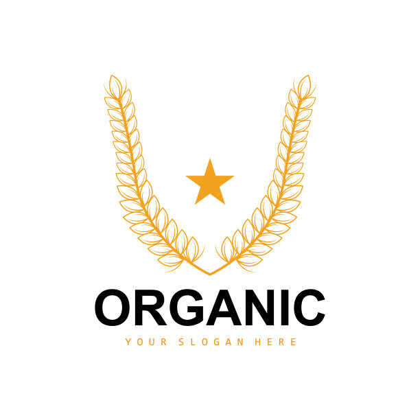 小麦大米标志，农业有机植物载体，豪华设计黄金烘焙原料图片下载