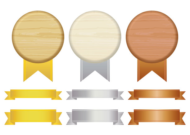 木框与缎带。金，银，铜图片下载