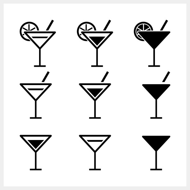 鸡尾酒图标隔离饮料模板剪贴版画矢量股票插图EPS 10图片下载