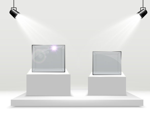 现实的玻璃盒子或容器在白色的立场。矢量插图。图片下载