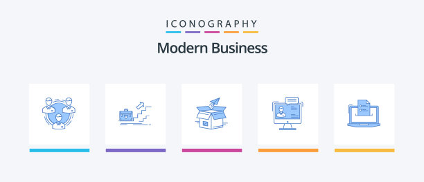 现代商务蓝色5图标包包括图片下载