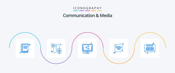 通信和媒体蓝色5图标包图片下载