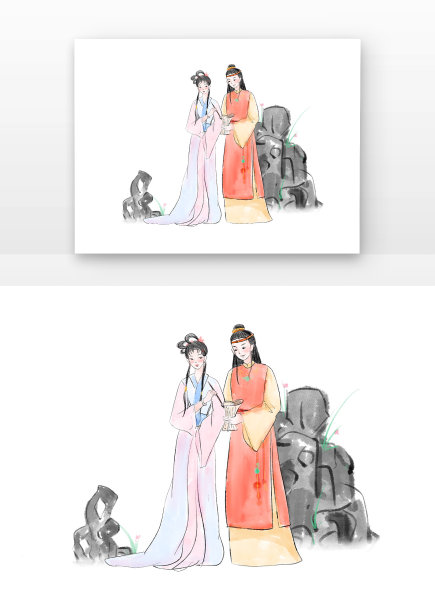 古风水彩红楼梦人物图片下载