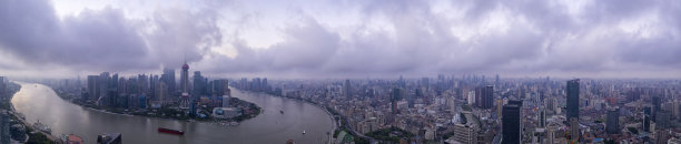 中国上海全景天际线航拍照片图片下载