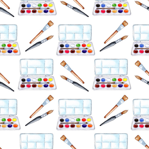 图案水彩颜料和刷子图片下载