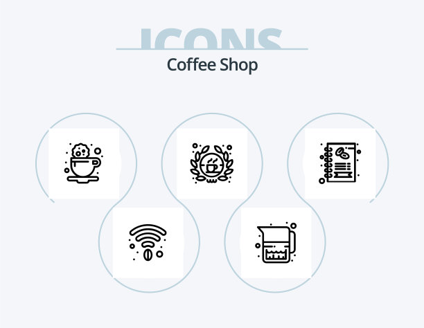 咖啡店线图标包5图标设计咖啡馆热门图片下载
