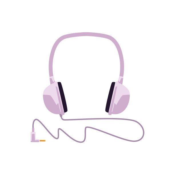 耳机耳机图标平面卡通矢量插图孤立的白色。图片下载