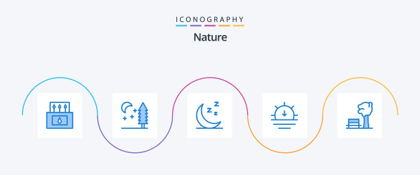 自然蓝色5图标包包括树木自然图片下载