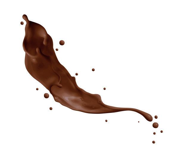 白色背景上，漂亮的巧克力在空中飞溅图片下载