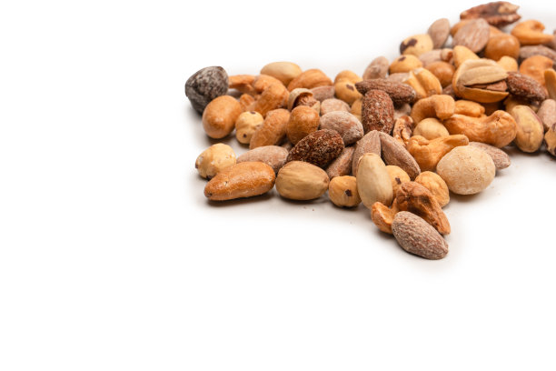 一组杏仁，开心果，核桃，澳洲坚果，腰果。图片下载