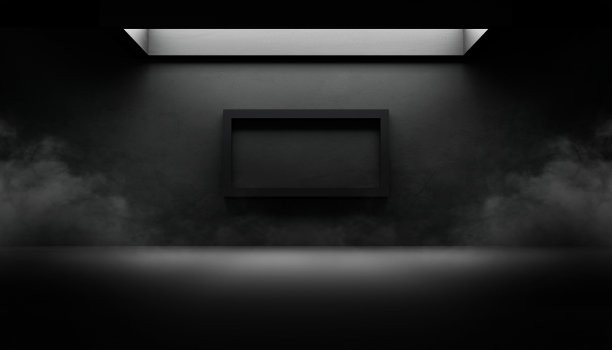 空旷抽象的工业混凝土内部。混凝土地板和黑暗的房间。三维演示图片下载