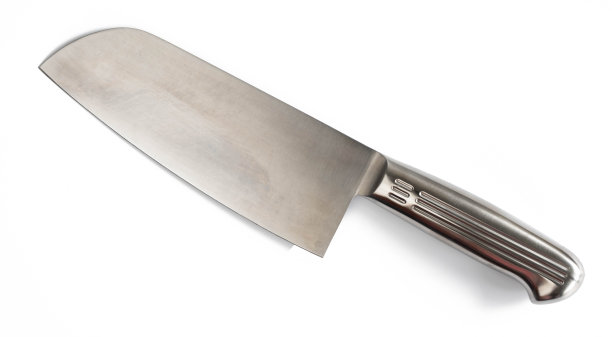 不锈钢厨刀隔离在白色背景。德国进口优质不锈钢刀片，锋利持久。图片下载