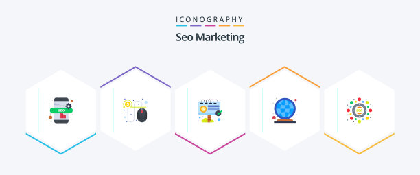 Seo营销25个平面图标包包括Seo图片下载
