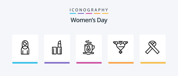 妇女节线路5图标包包括花束图片下载