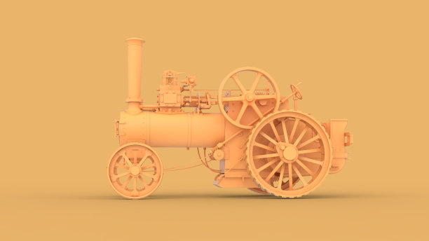 黄色拖拉机概念3d渲染图片下载