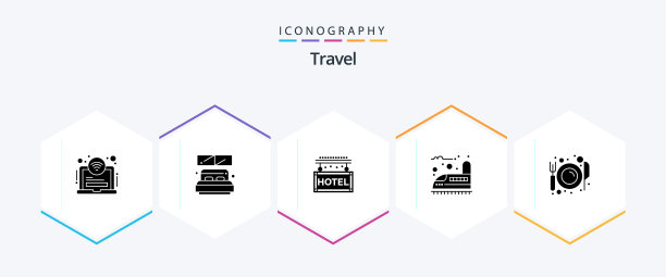 旅行25字形图标包包括吃运输图片下载