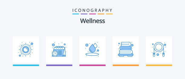 健康蓝色5图标包包括绳索下降图片下载