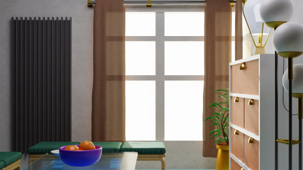 多物件的现代客厅，室内设计图片下载