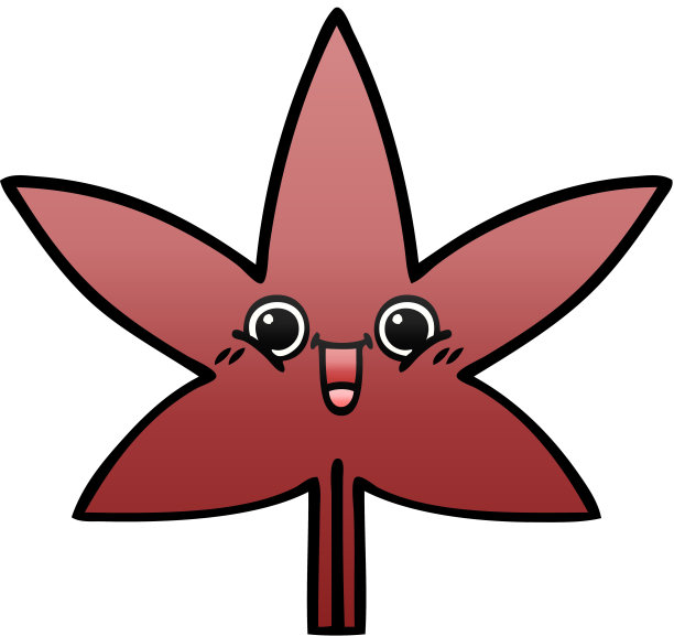 渐变阴影卡通的秋天的叶子图片下载