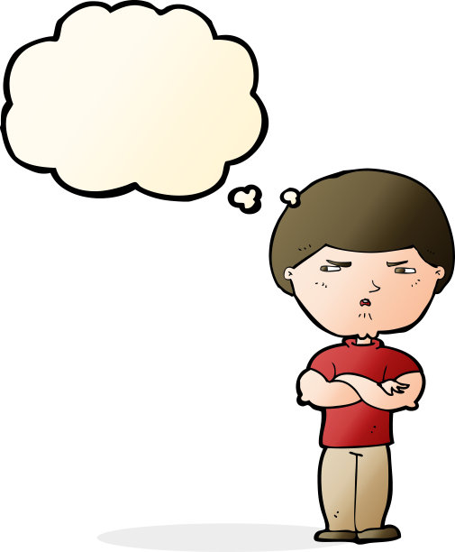 卡通坏脾气男人和想法气泡图片下载