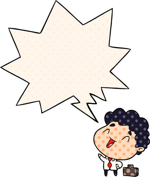 可爱的卡通商人，漫画风格的语音泡泡图片下载