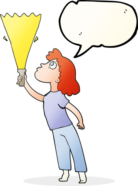 手绘的演讲泡泡卡通女人用火把寻找图片下载